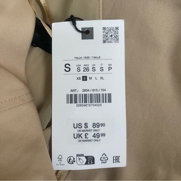 Zara Khaki Halter Neck Belted Midi Dress Women’s. Sleeveless Keyhole  Pockets S - Picture 9 of 9